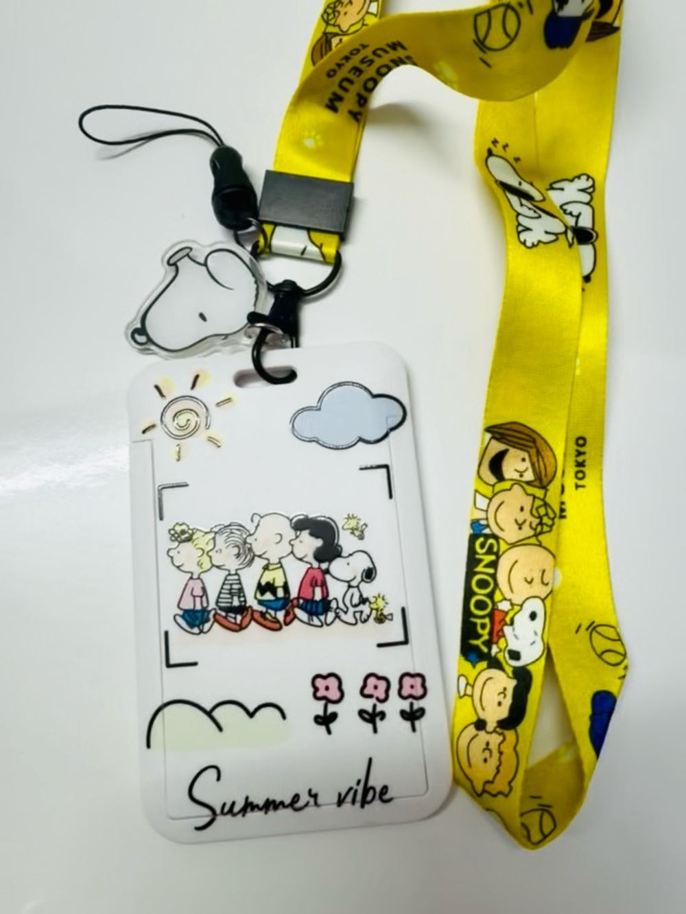 Snoopy Yellow Lanyard with Summer Vibe Card Holder